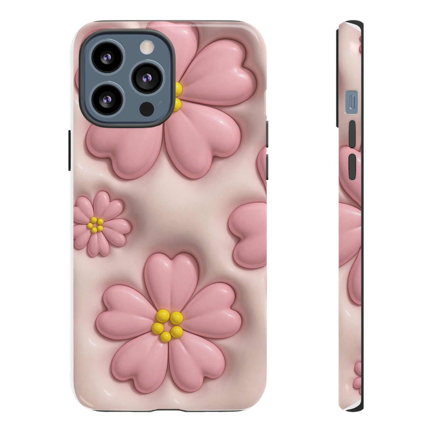 Floral Phone Case, Tough Cases for Women, Cute Flower iPhone Cover, Soft Pink Floral Design, Spring Accessories