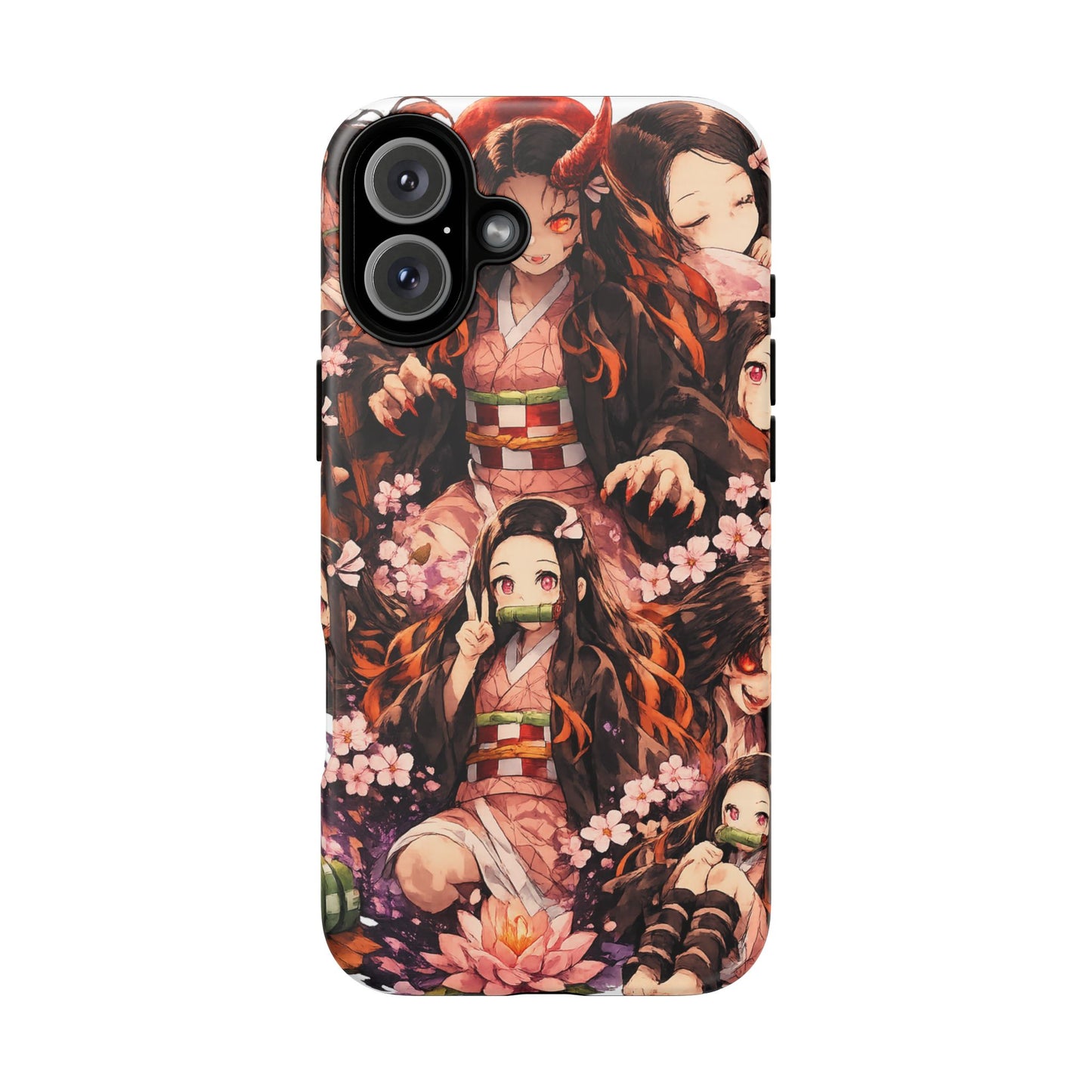 Anime Phone Case — Floral Nezuko Pattern Tough Case