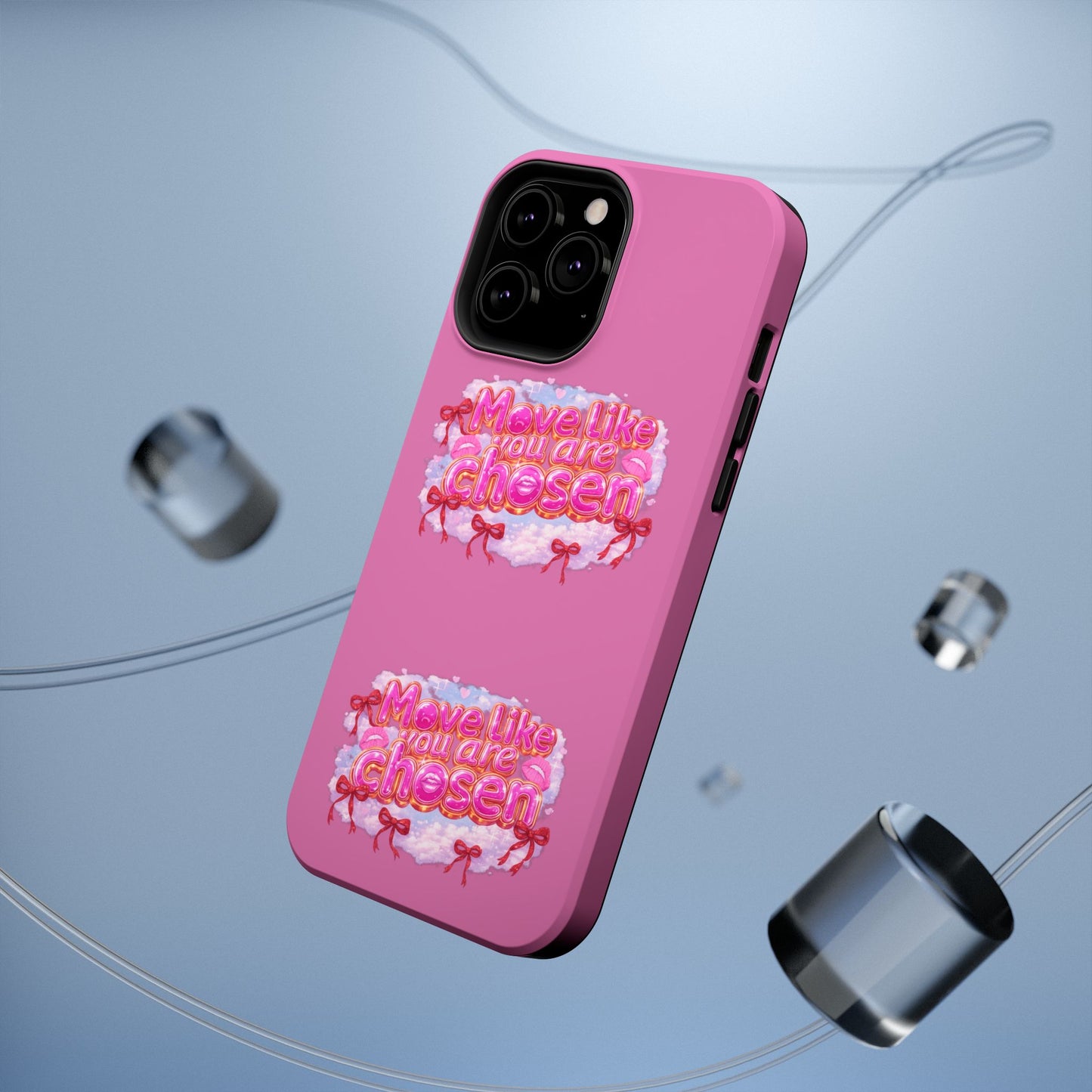 Impact-Resistant Phone Case — “Move Like You Are Chosen” Pink Floral Design