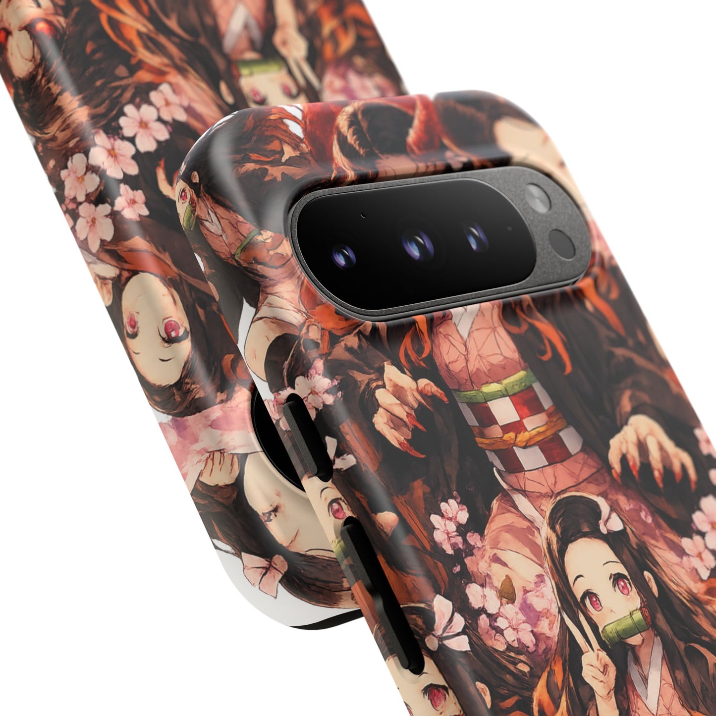 Anime Phone Case — Floral Nezuko Pattern Tough Case