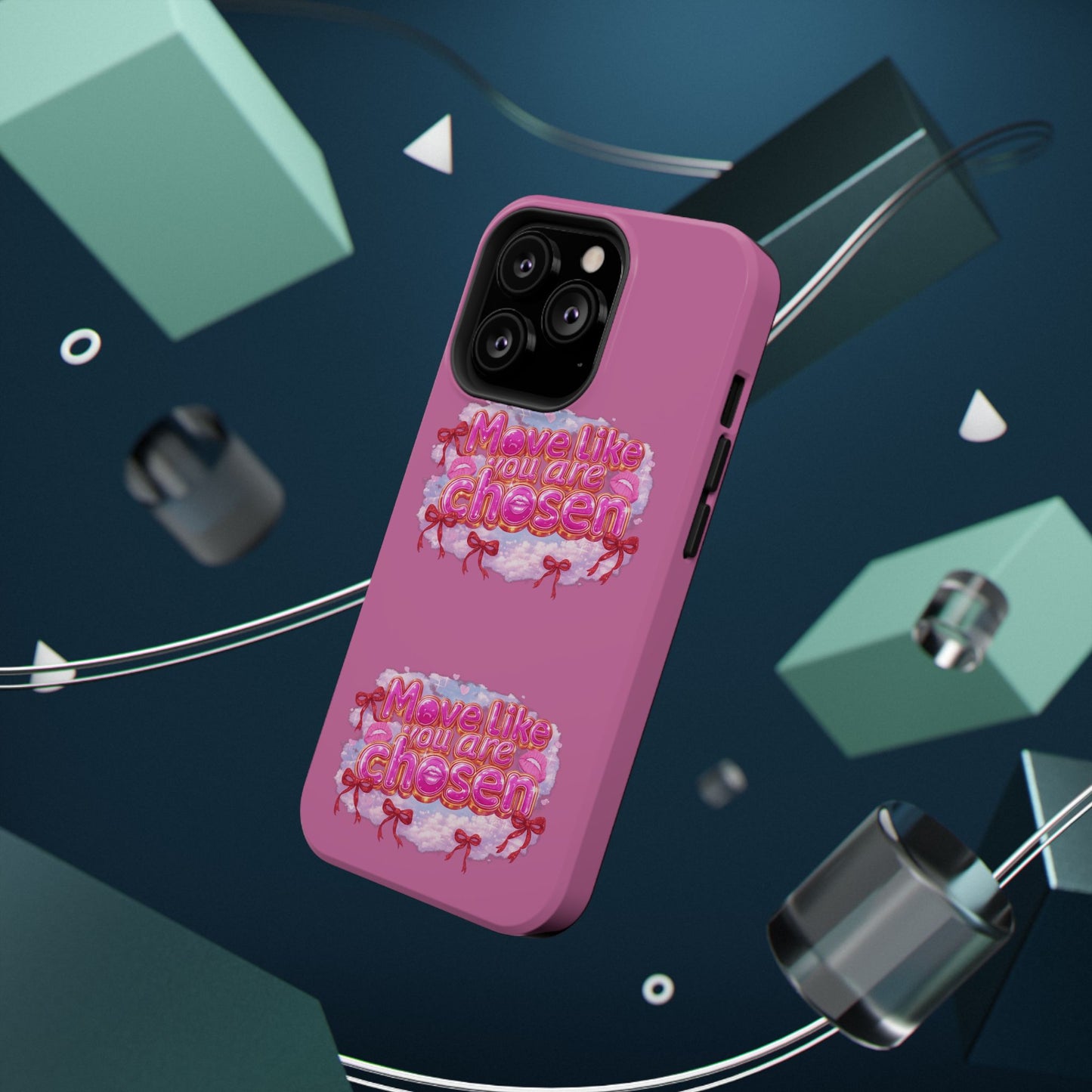 Impact-Resistant Phone Case — “Move Like You Are Chosen” Pink Floral Design