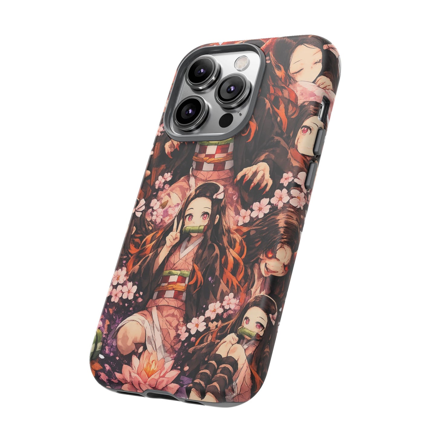 Anime Phone Case — Floral Nezuko Pattern Tough Case