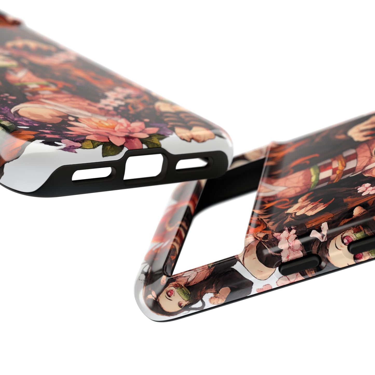 Anime Phone Case — Floral Nezuko Pattern Tough Case