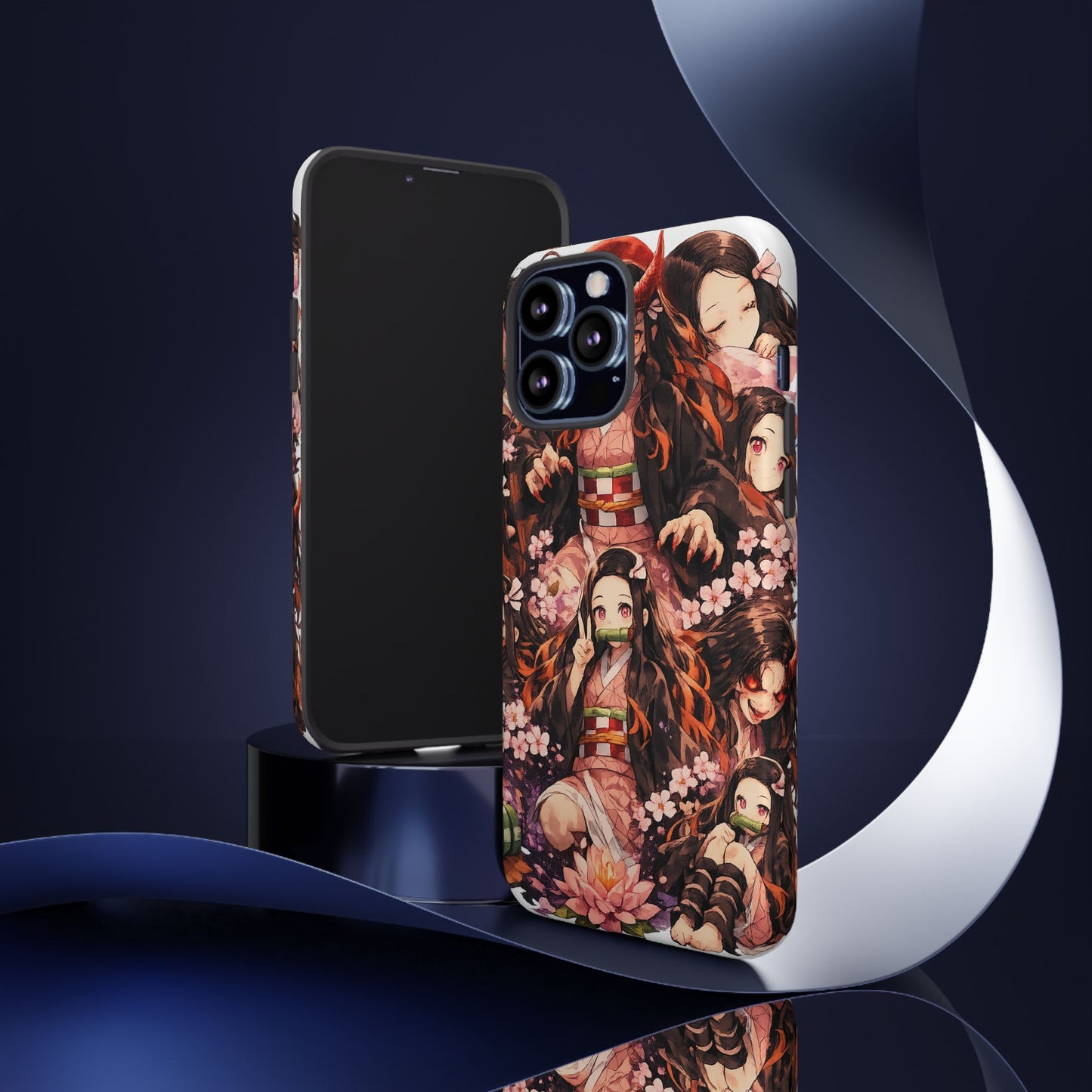 Anime Phone Case — Floral Nezuko Pattern Tough Case