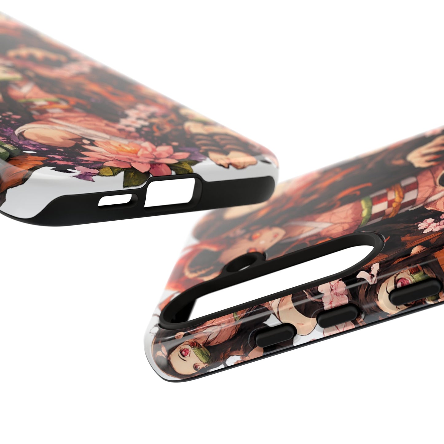 Anime Phone Case — Floral Nezuko Pattern Tough Case