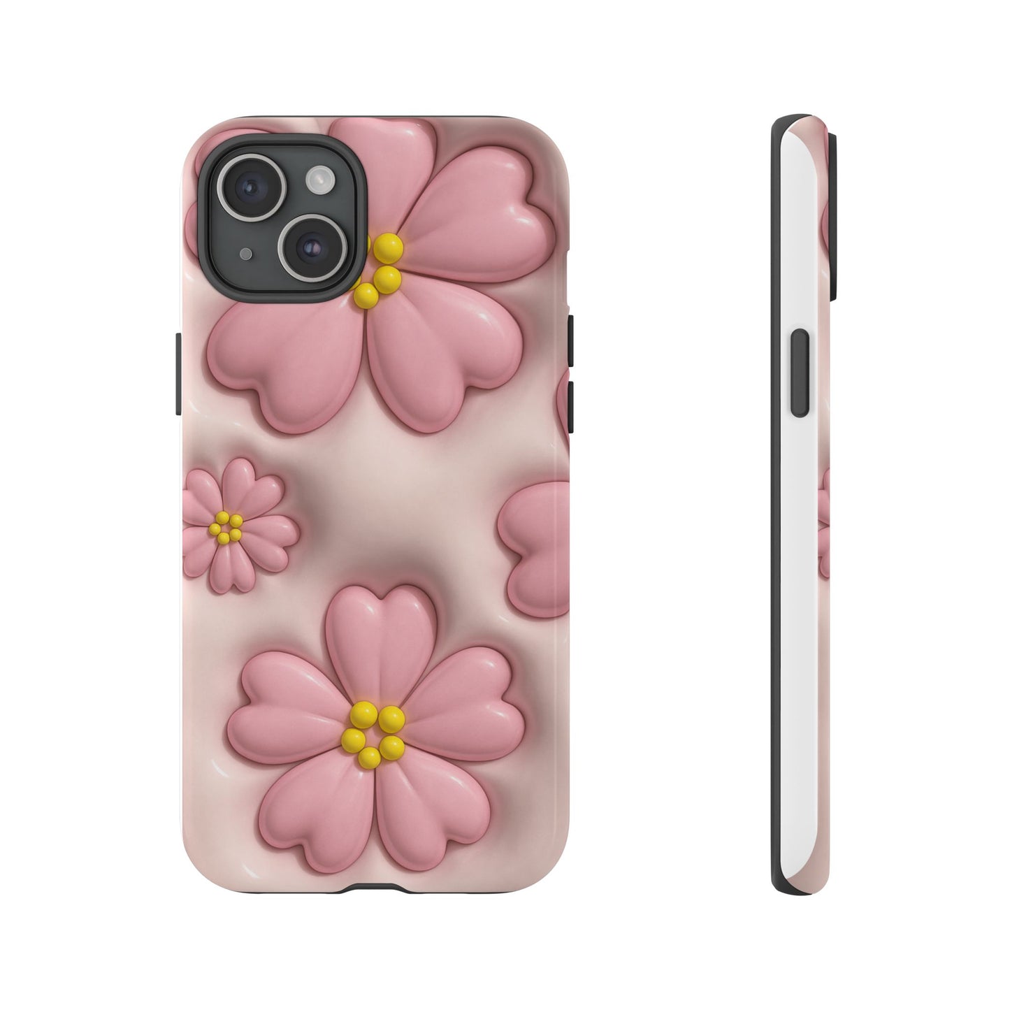 Floral Phone Case, Tough Cases for Women, Cute Flower iPhone Cover, Soft Pink Floral Design, Spring Accessories