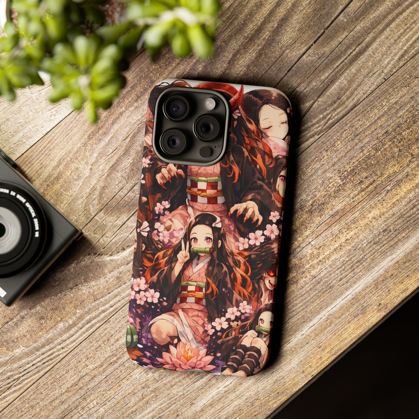 Anime Phone Case — Floral Nezuko Pattern Tough Case