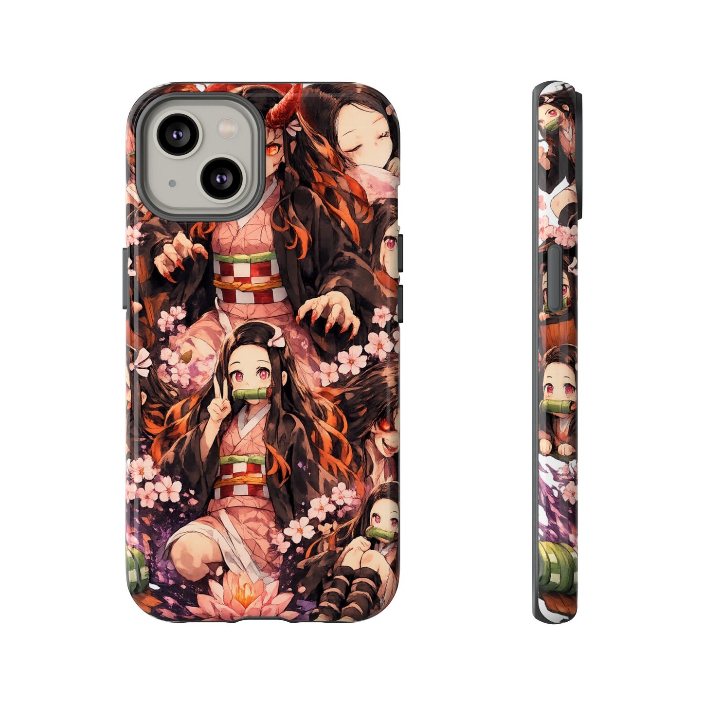 Anime Phone Case — Floral Nezuko Pattern Tough Case