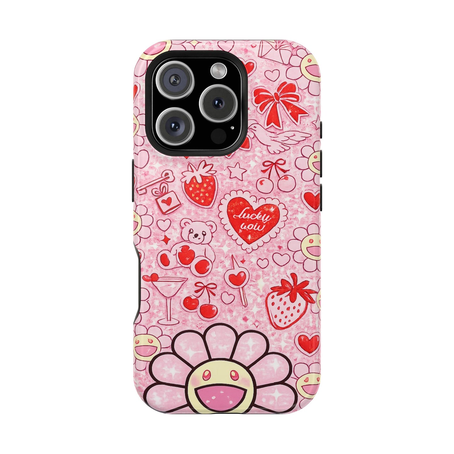 Cute Pink Kawaii Floral Phone Case — Impact-Resistant