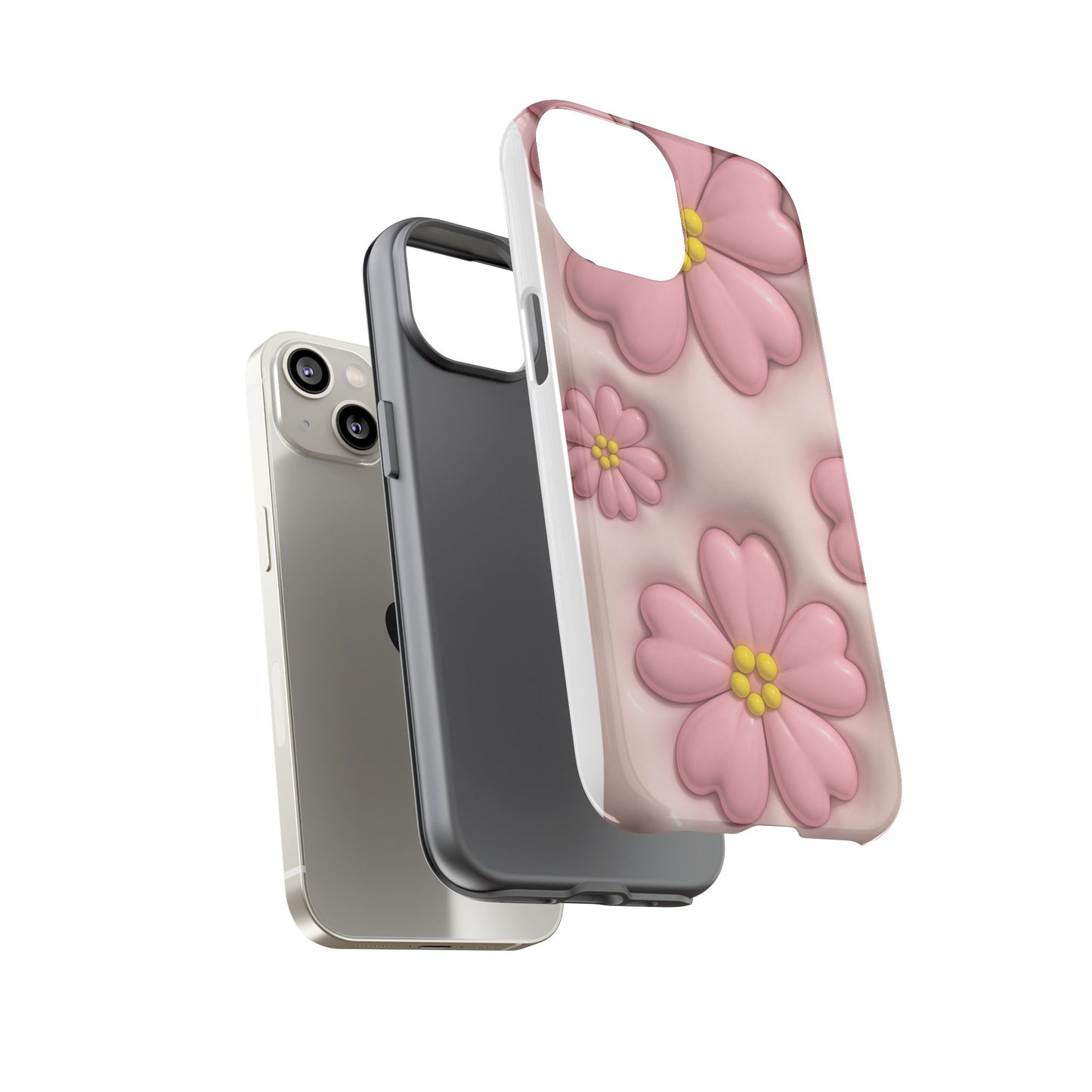 Floral Phone Case, Tough Cases for Women, Cute Flower iPhone Cover, Soft Pink Floral Design, Spring Accessories