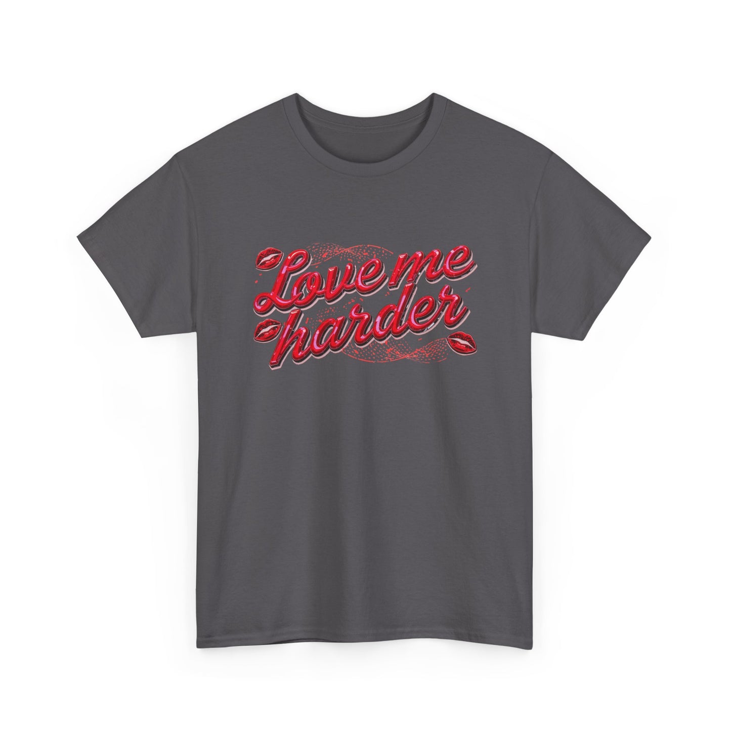 Love Me Harder Tee — Retro Script Lip Graphic T-Shirt