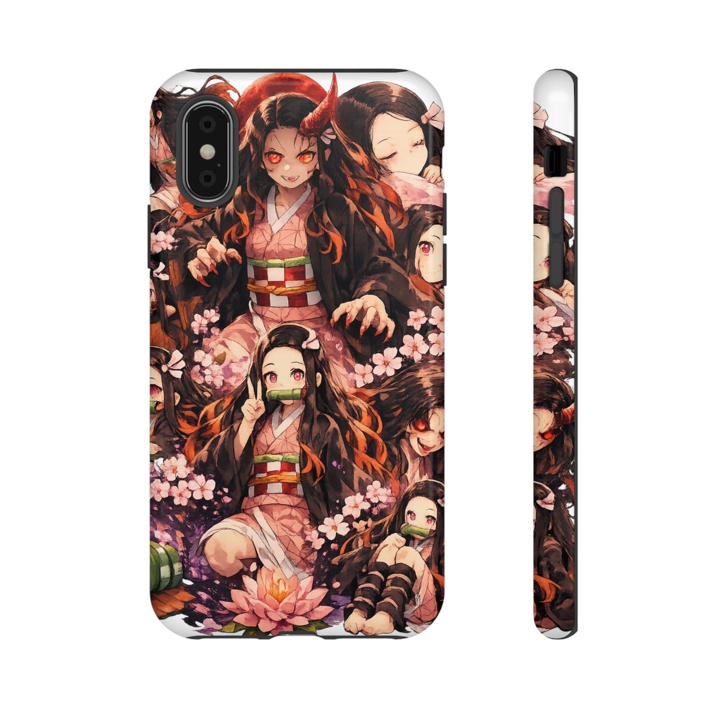 Anime Phone Case — Floral Nezuko Pattern Tough Case