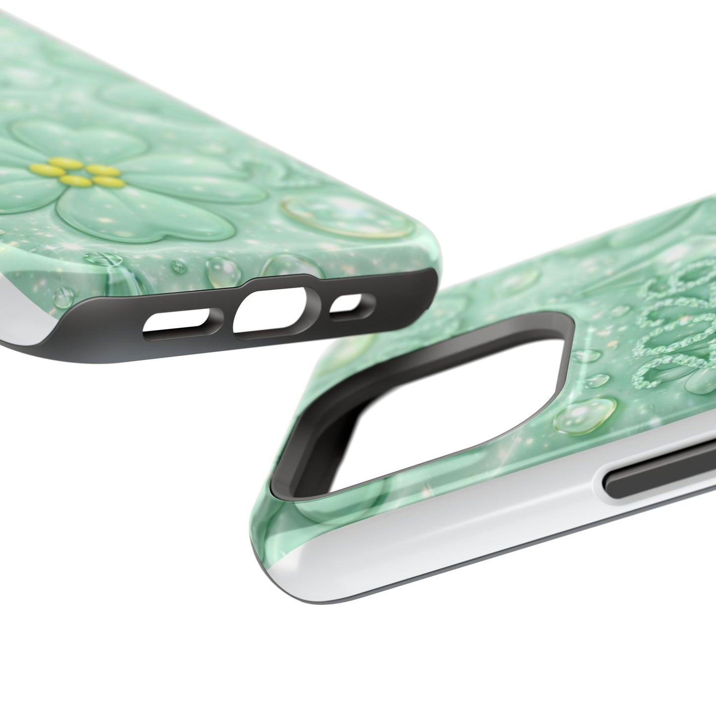 Impact-Resistant Phone Case — Mint 2026 Floral Clover Design