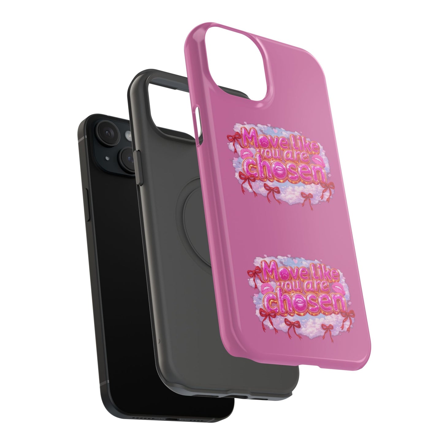 Impact-Resistant Phone Case — “Move Like You Are Chosen” Pink Floral Design