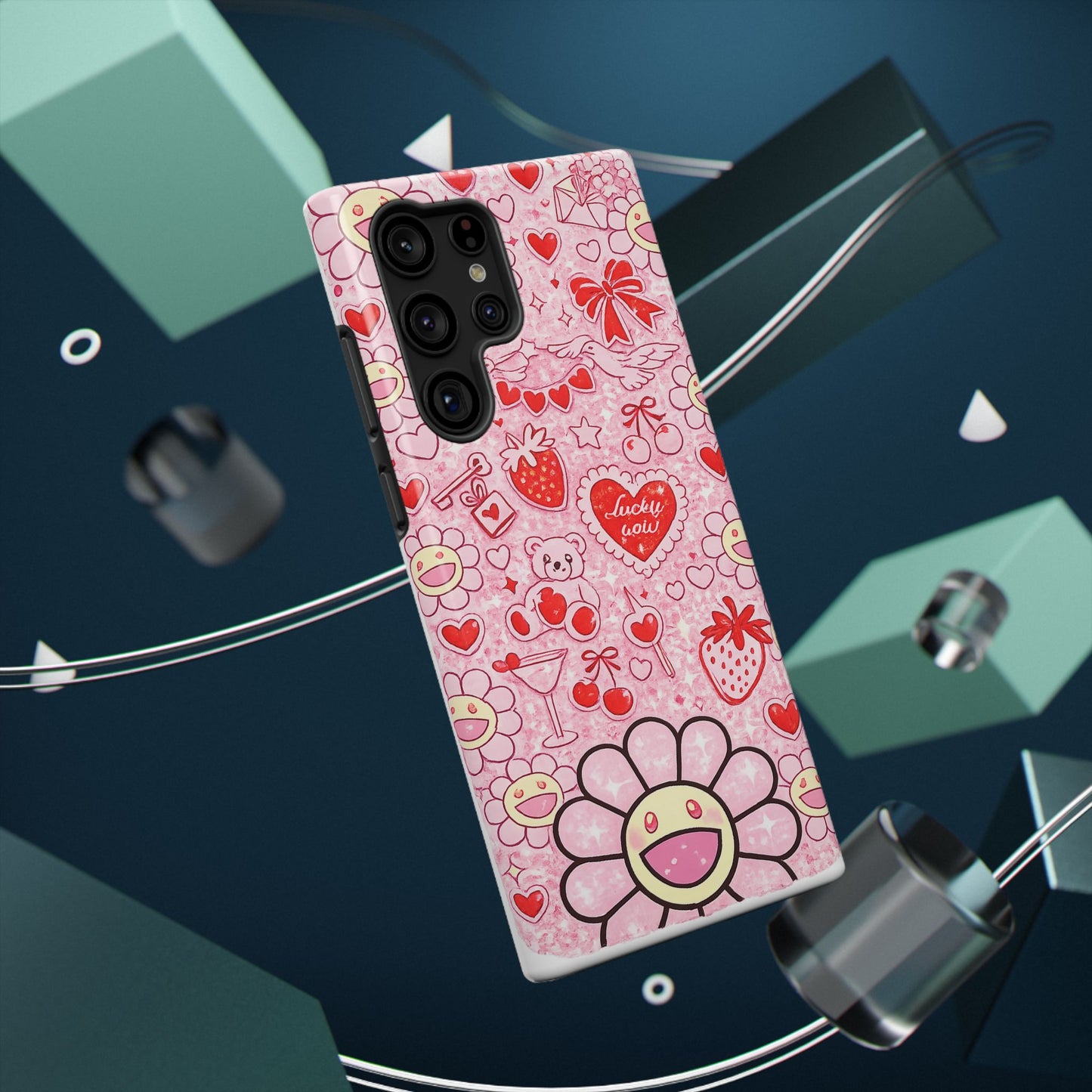 Cute Pink Kawaii Floral Phone Case — Impact-Resistant