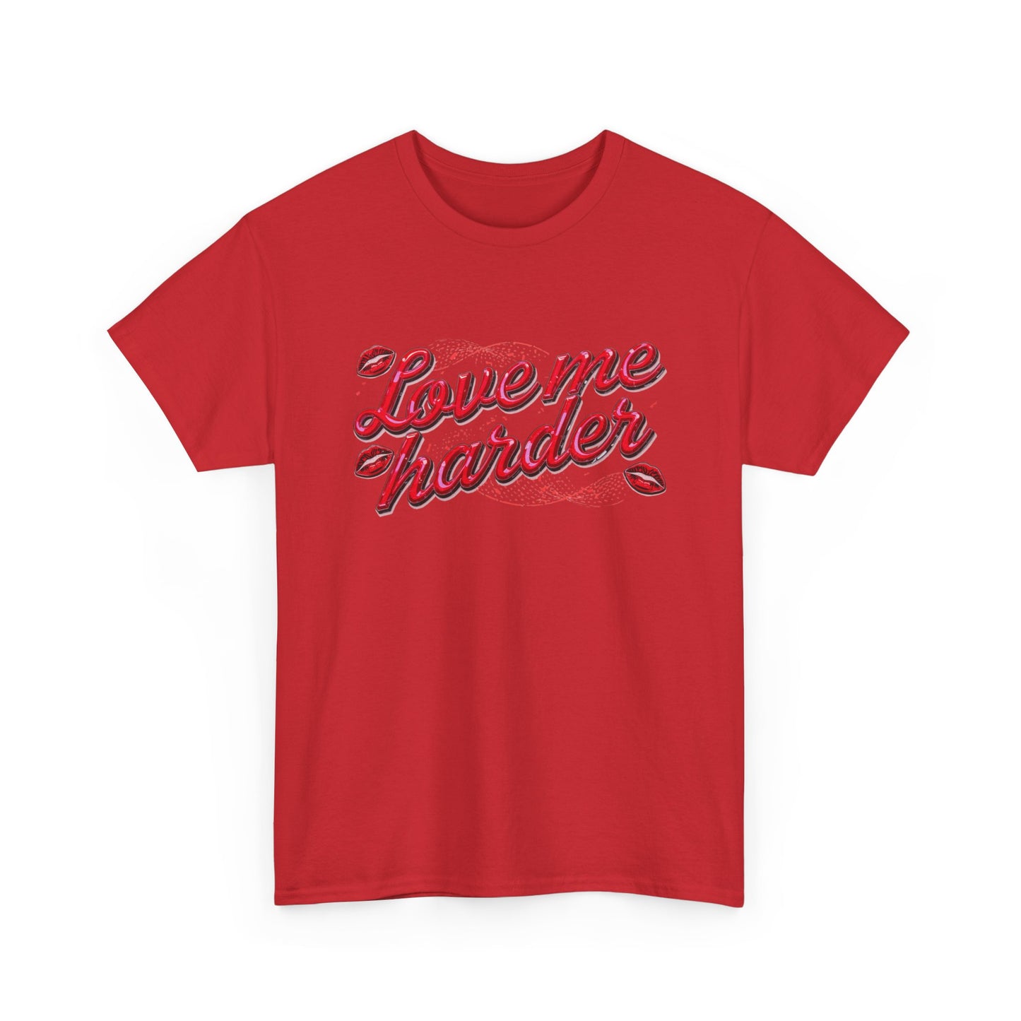 Love Me Harder Tee — Retro Script Lip Graphic T-Shirt