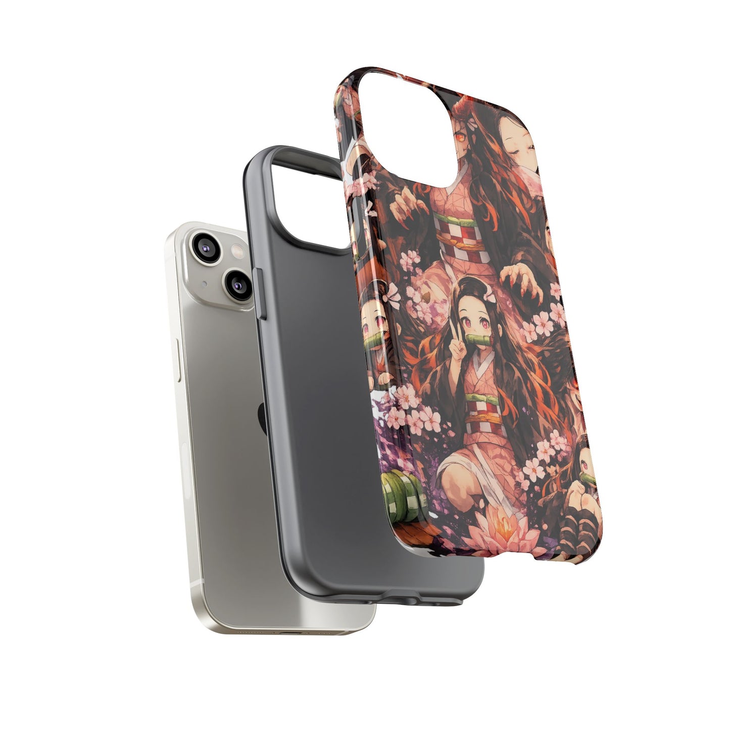 Anime Phone Case — Floral Nezuko Pattern Tough Case