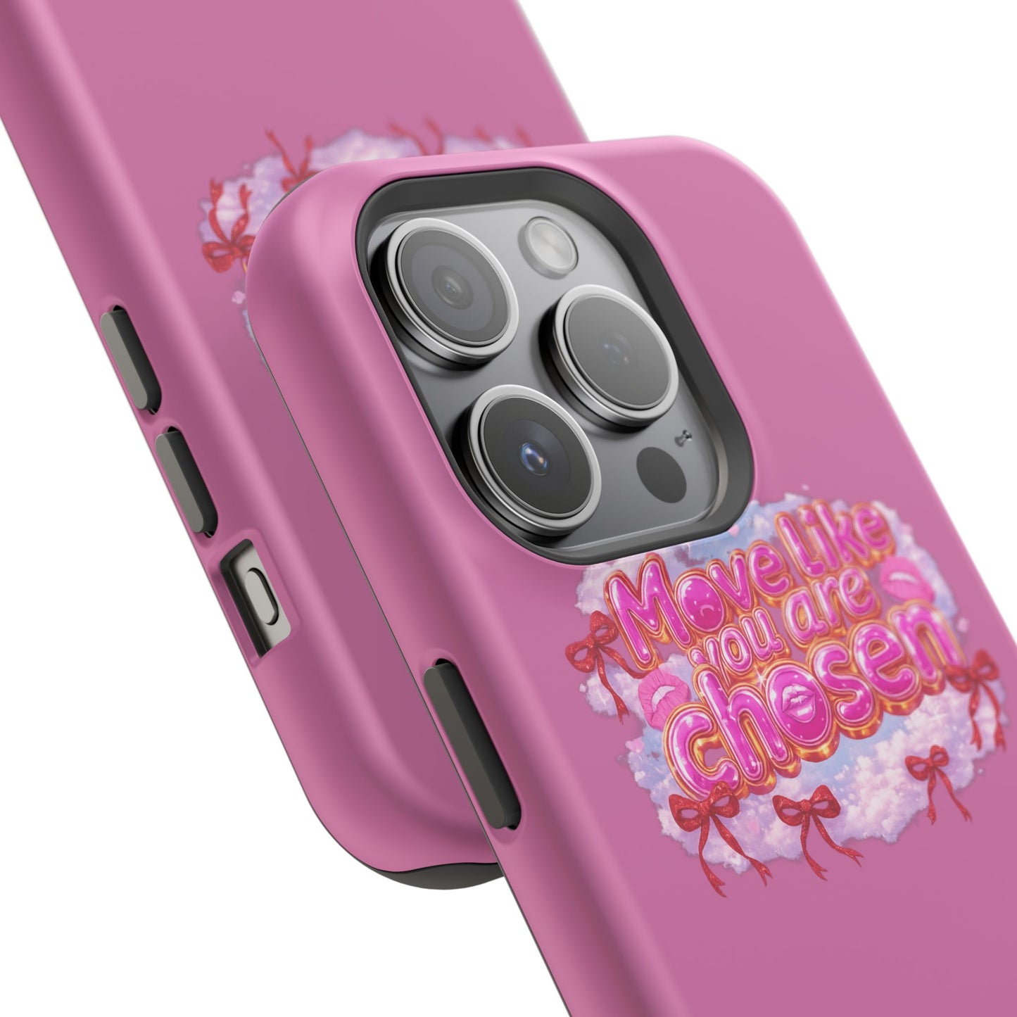 Impact-Resistant Phone Case — “Move Like You Are Chosen” Pink Floral Design