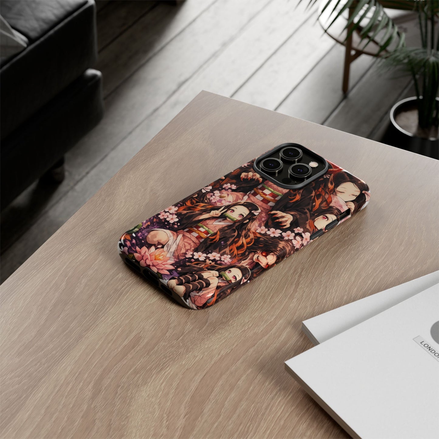 Anime Phone Case — Floral Nezuko Pattern Tough Case