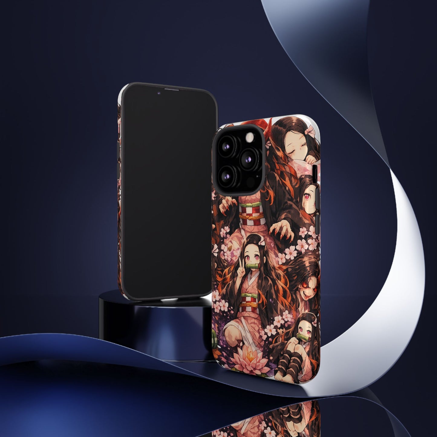 Anime Phone Case — Floral Nezuko Pattern Tough Case