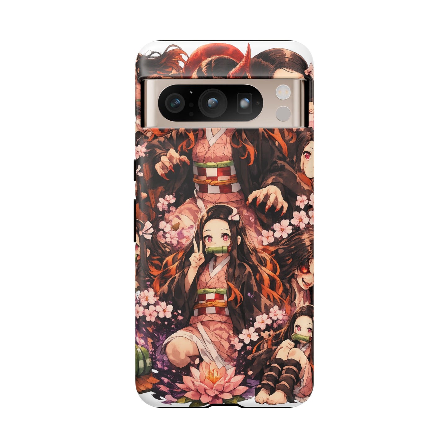 Anime Phone Case — Floral Nezuko Pattern Tough Case