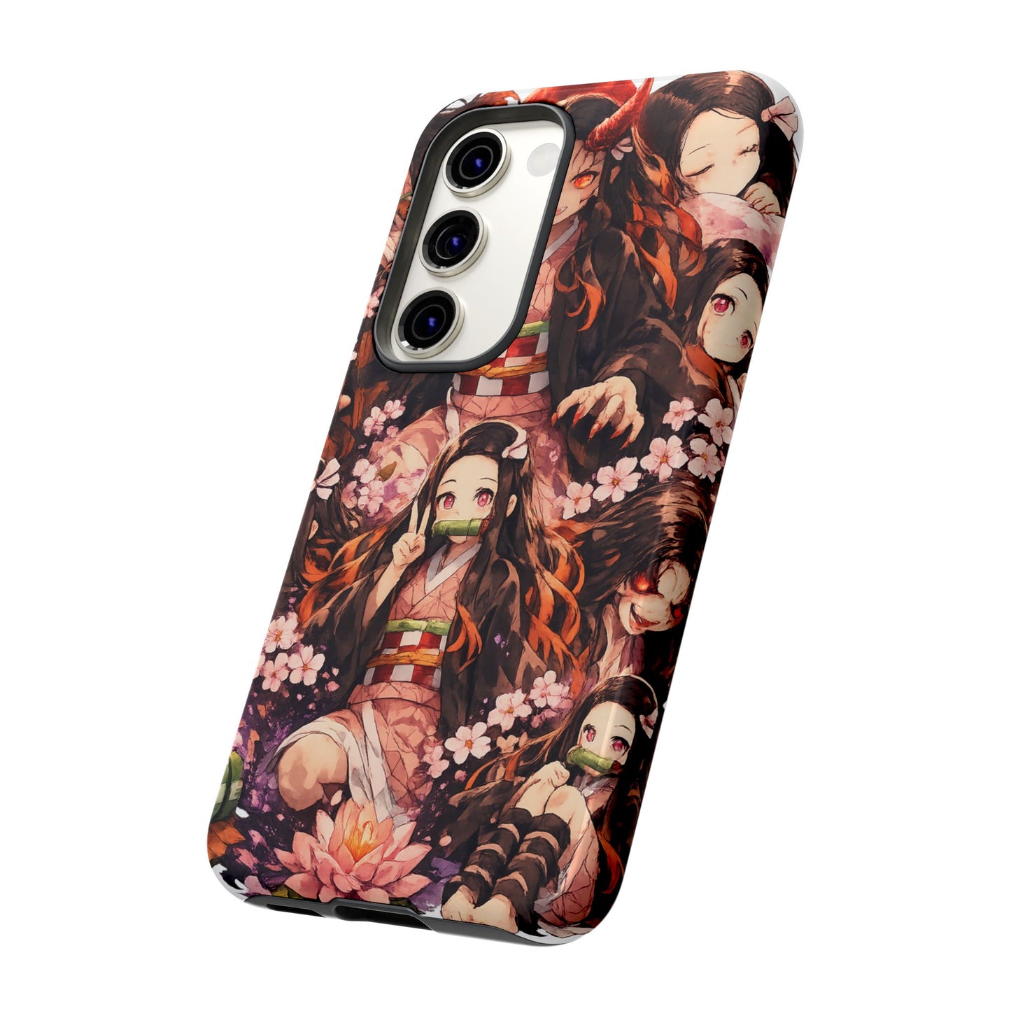 Anime Phone Case — Floral Nezuko Pattern Tough Case