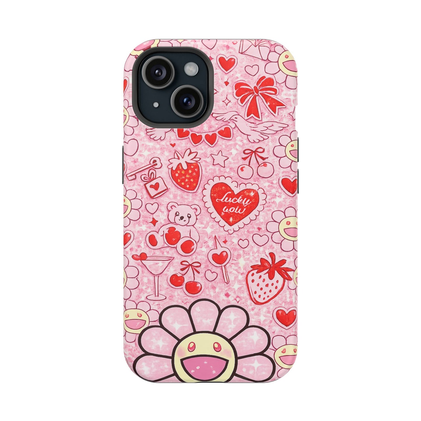Cute Pink Kawaii Floral Phone Case — Impact-Resistant