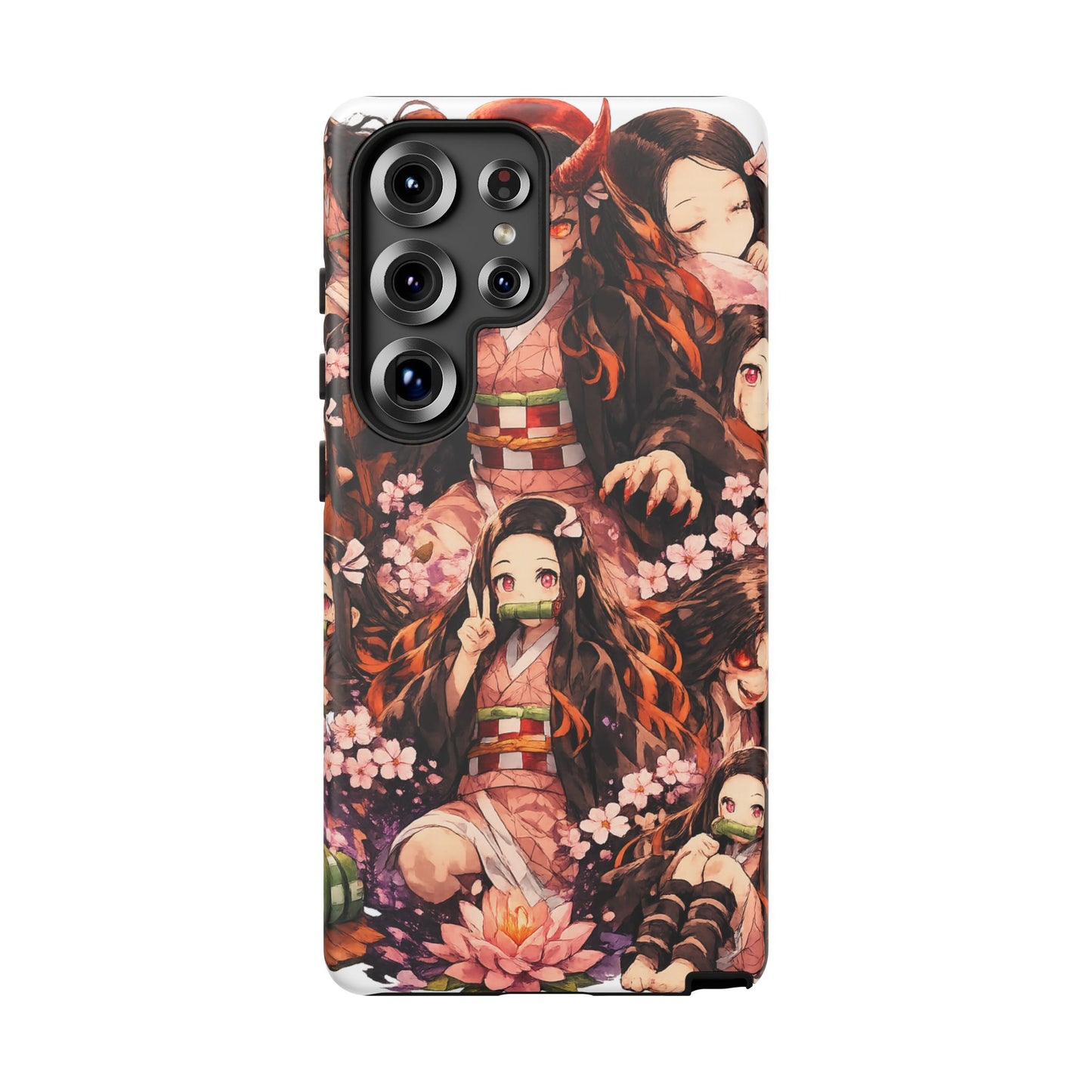 Anime Phone Case — Floral Nezuko Pattern Tough Case