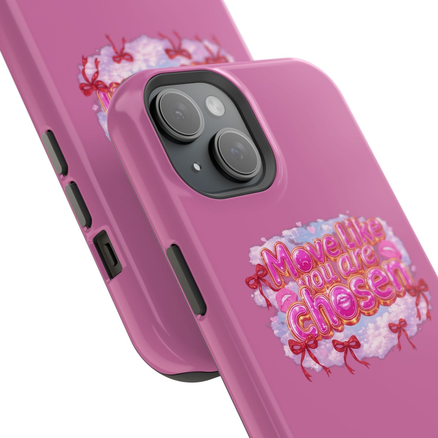 Impact-Resistant Phone Case — “Move Like You Are Chosen” Pink Floral Design