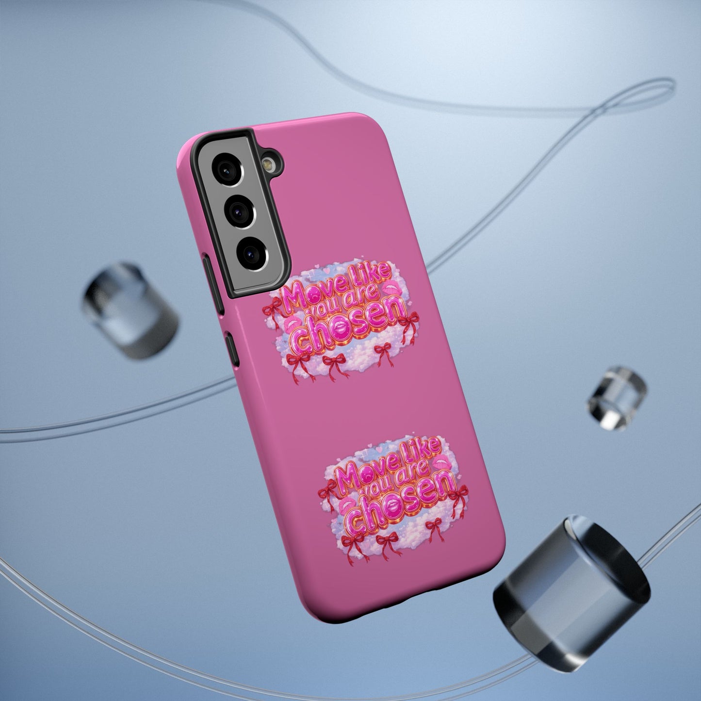Impact-Resistant Phone Case — “Move Like You Are Chosen” Pink Floral Design