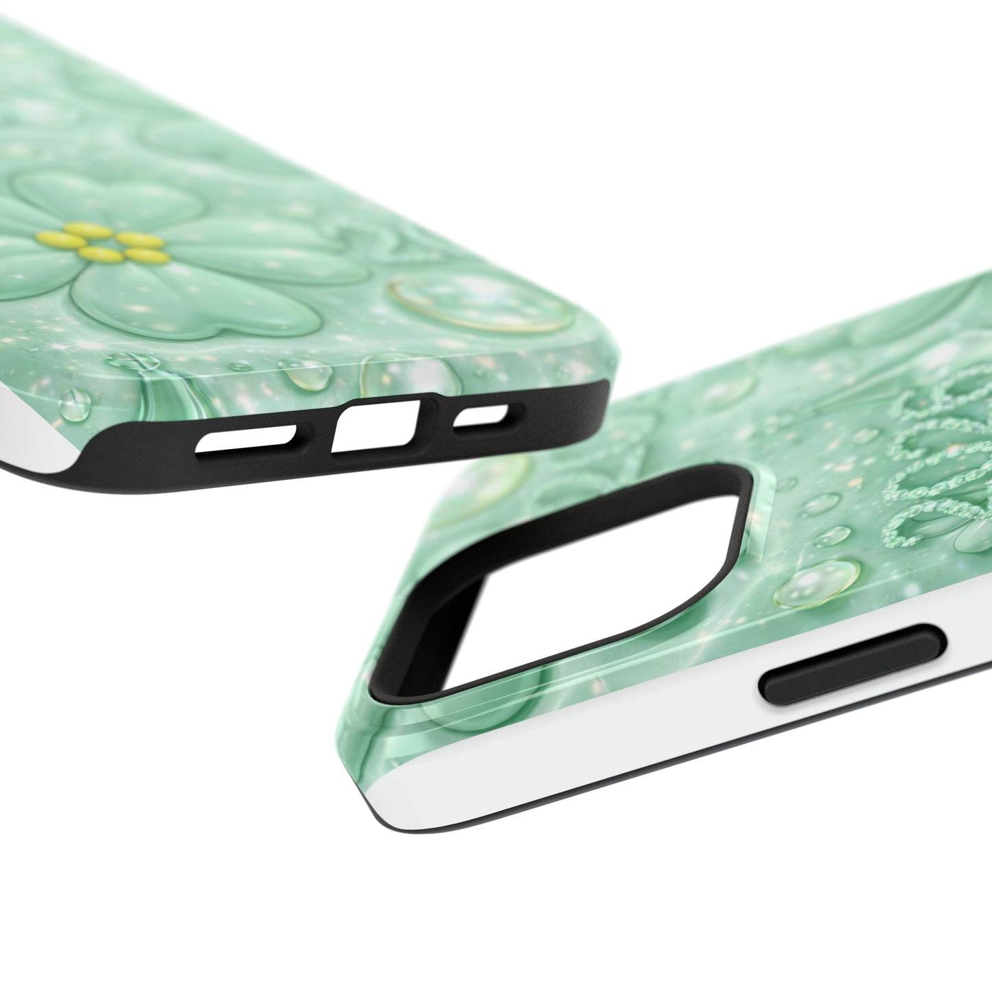 Impact-Resistant Phone Case — Mint 2026 Floral Clover Design