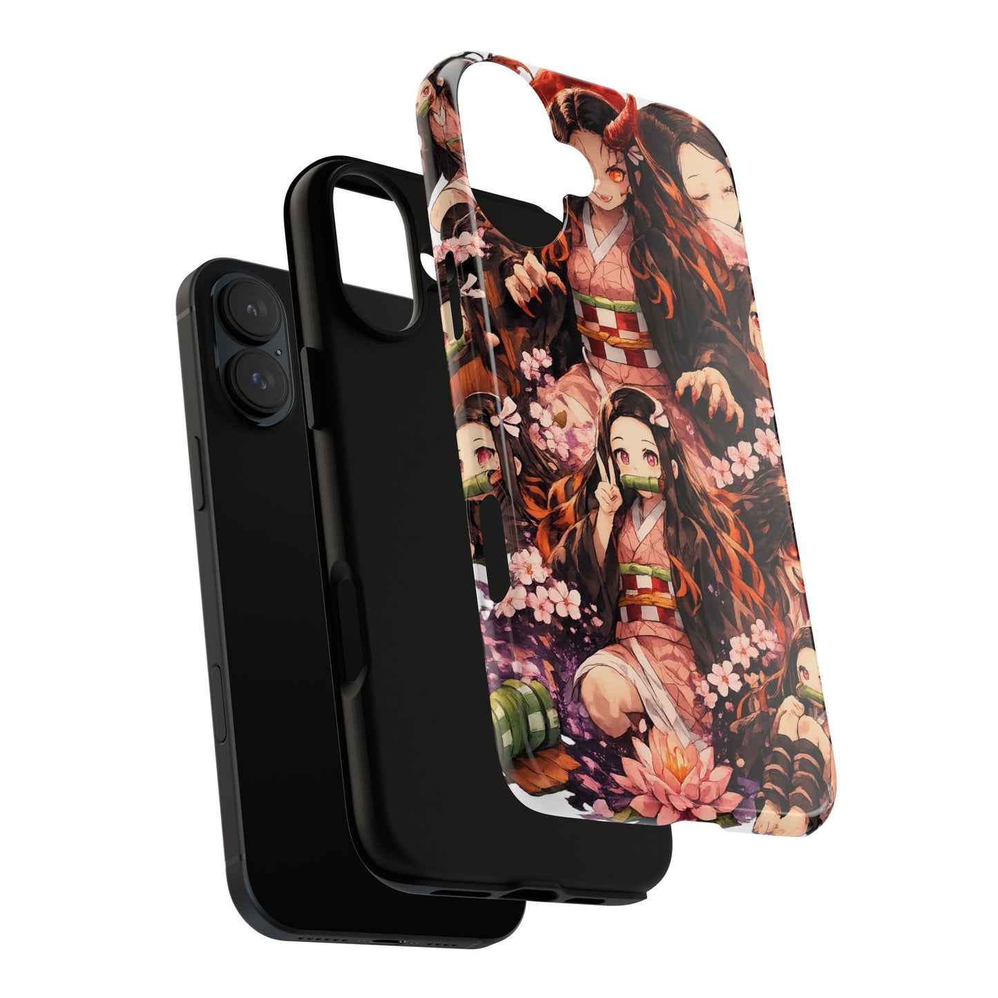 Anime Phone Case — Floral Nezuko Pattern Tough Case