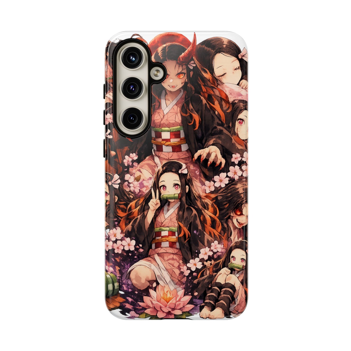 Anime Phone Case — Floral Nezuko Pattern Tough Case