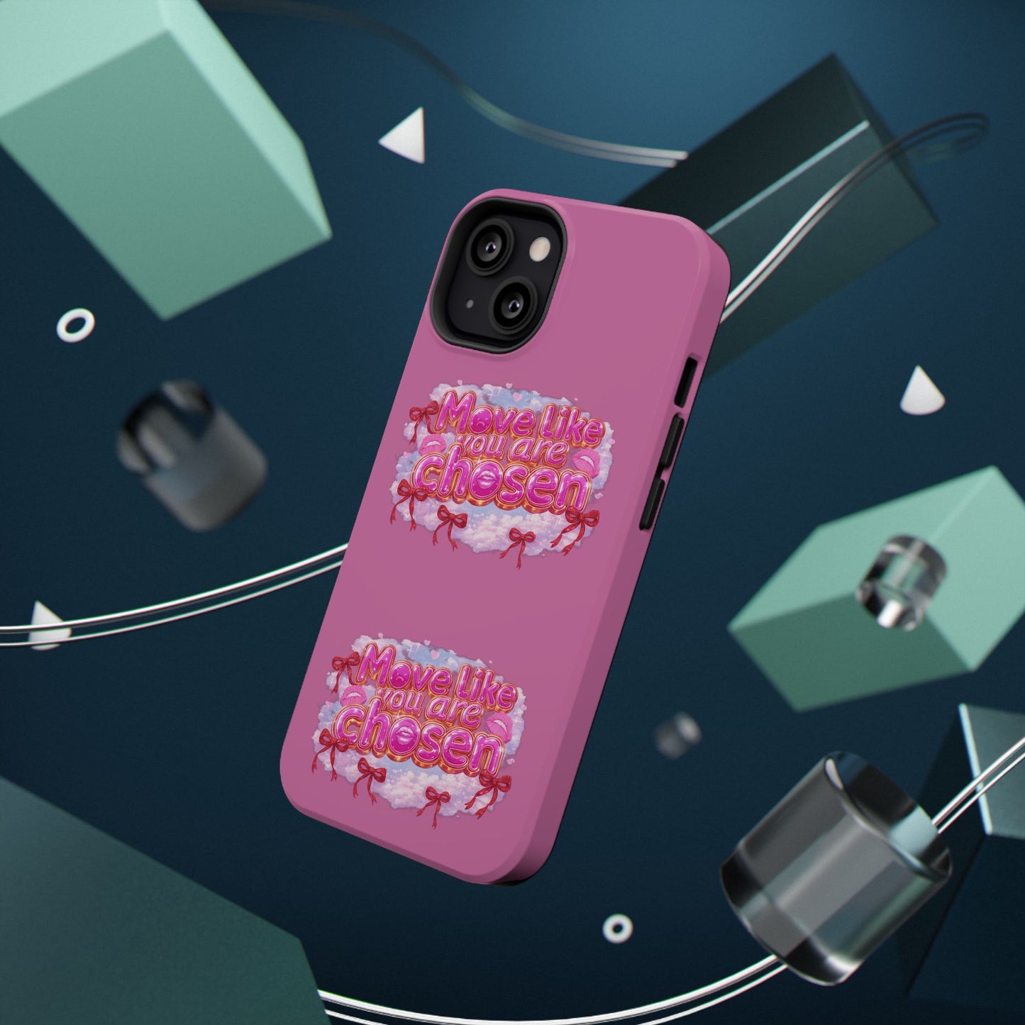 Impact-Resistant Phone Case — “Move Like You Are Chosen” Pink Floral Design