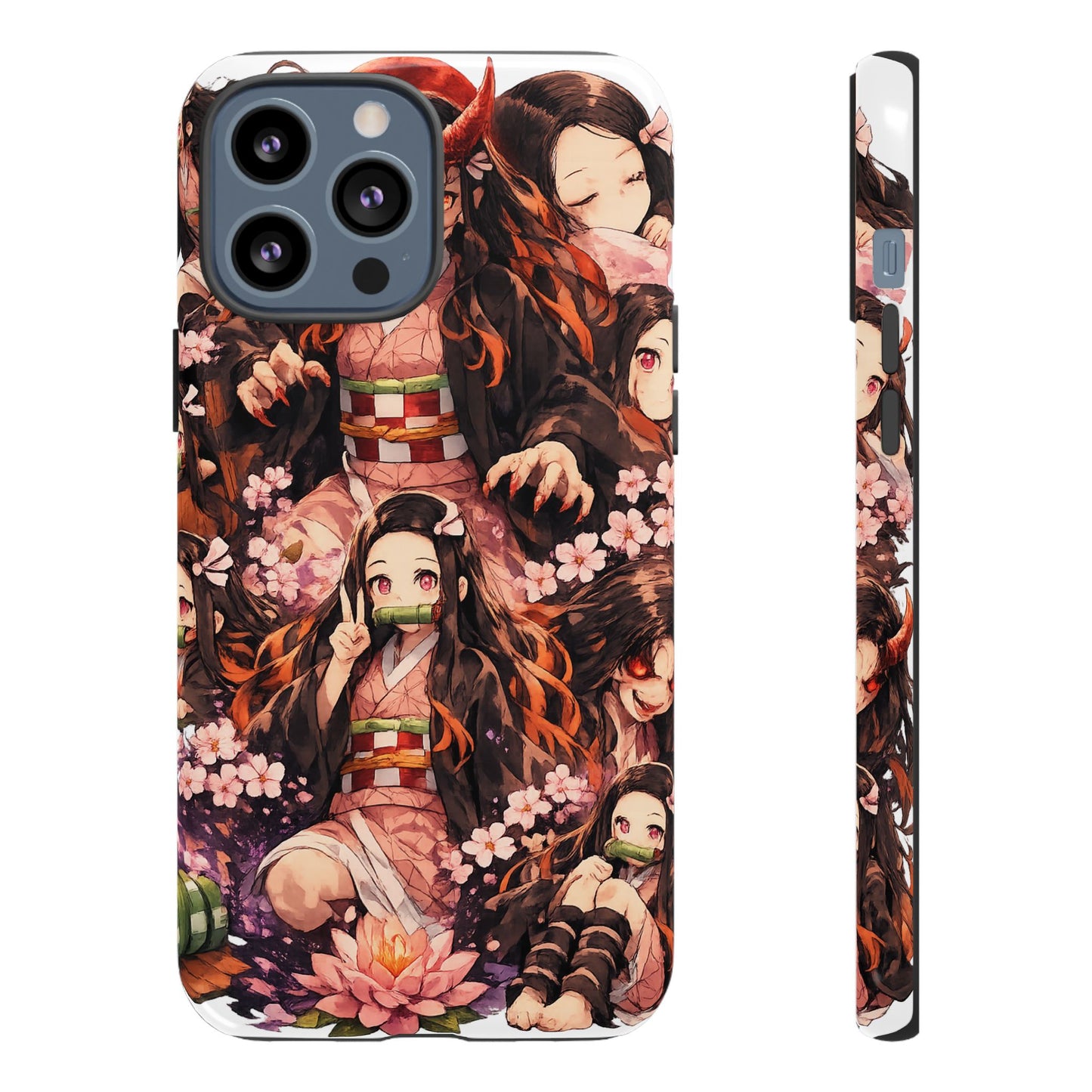 Anime Phone Case — Floral Nezuko Pattern Tough Case