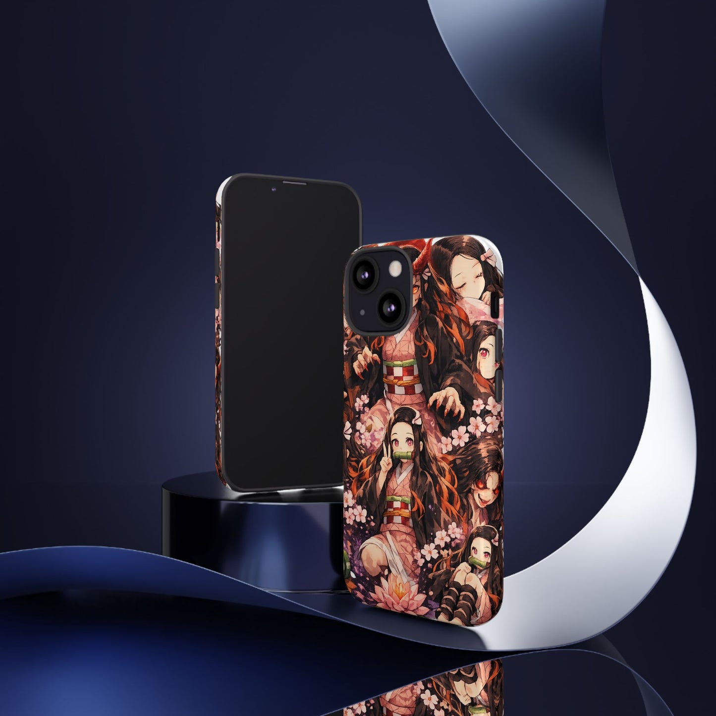 Anime Phone Case — Floral Nezuko Pattern Tough Case