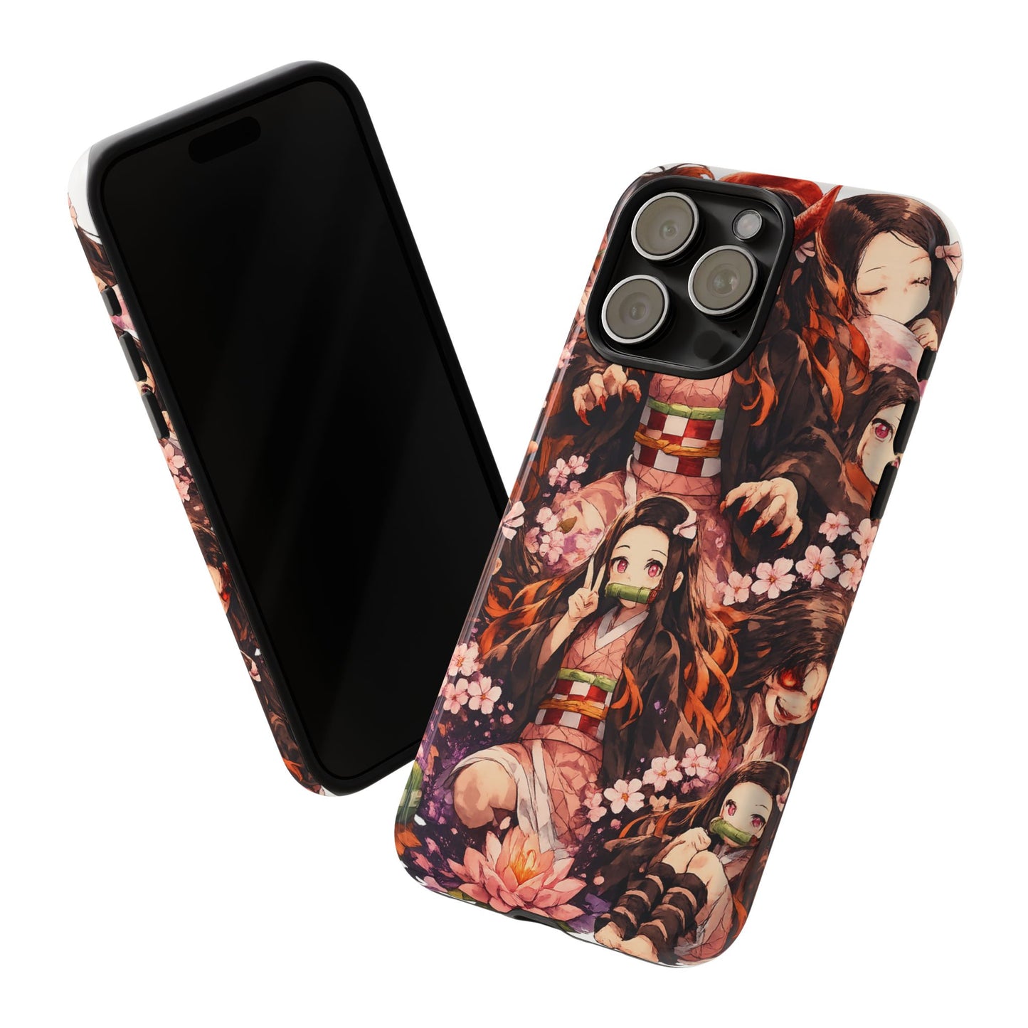 Anime Phone Case — Floral Nezuko Pattern Tough Case