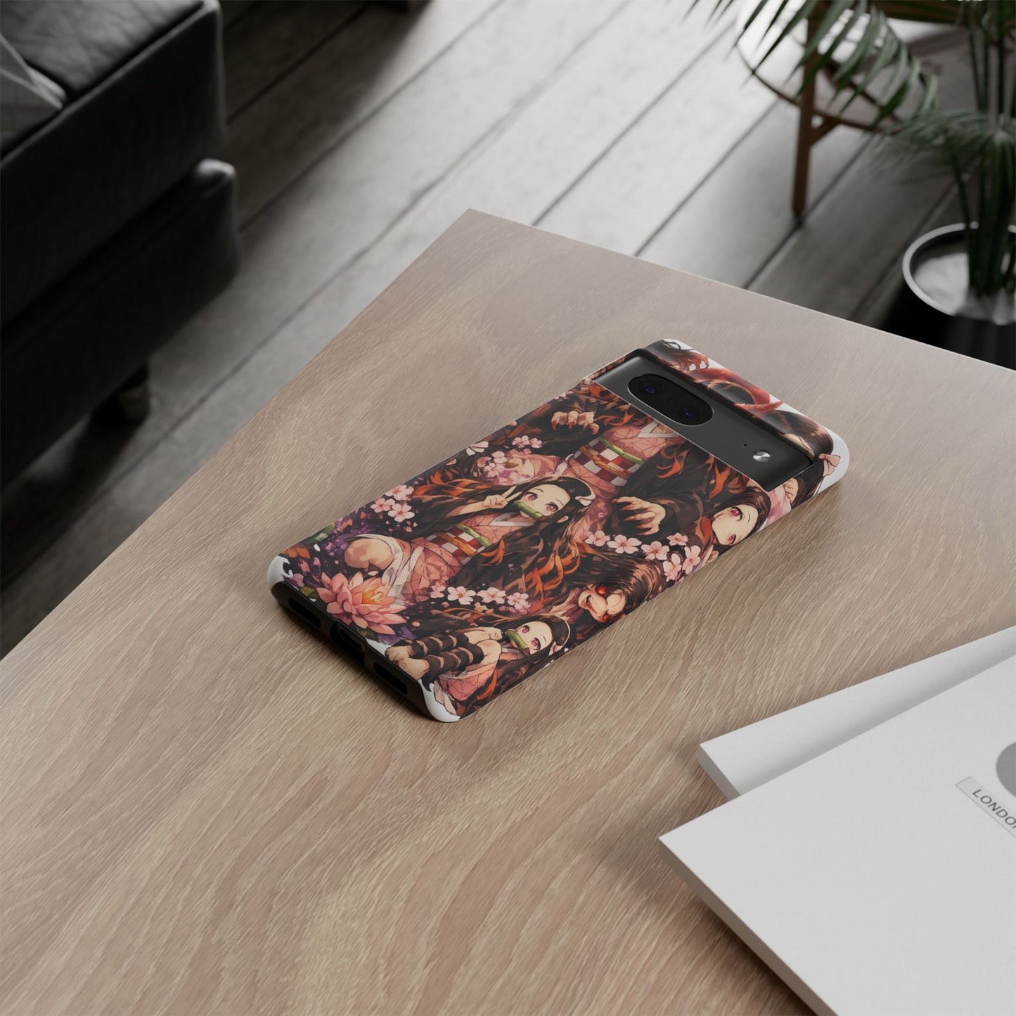 Anime Phone Case — Floral Nezuko Pattern Tough Case