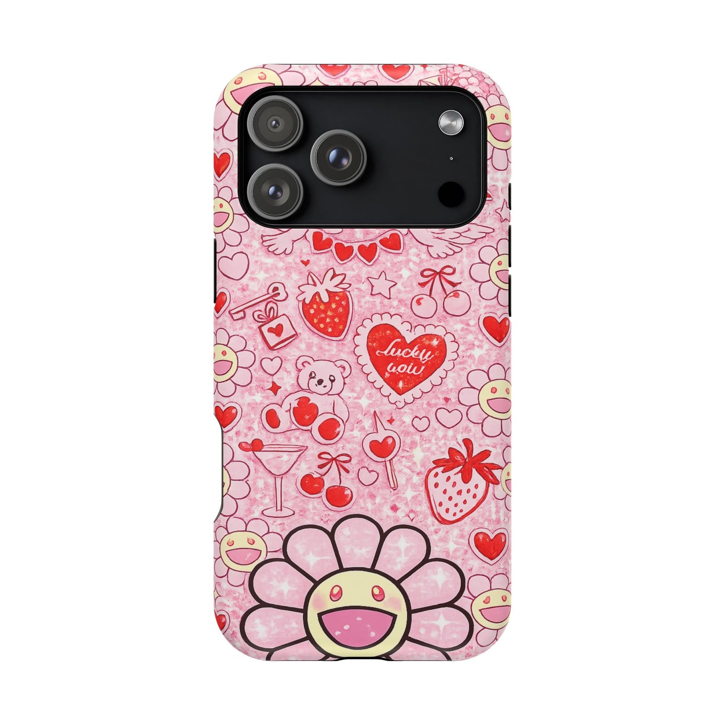 Cute Pink Kawaii Floral Phone Case — Impact-Resistant
