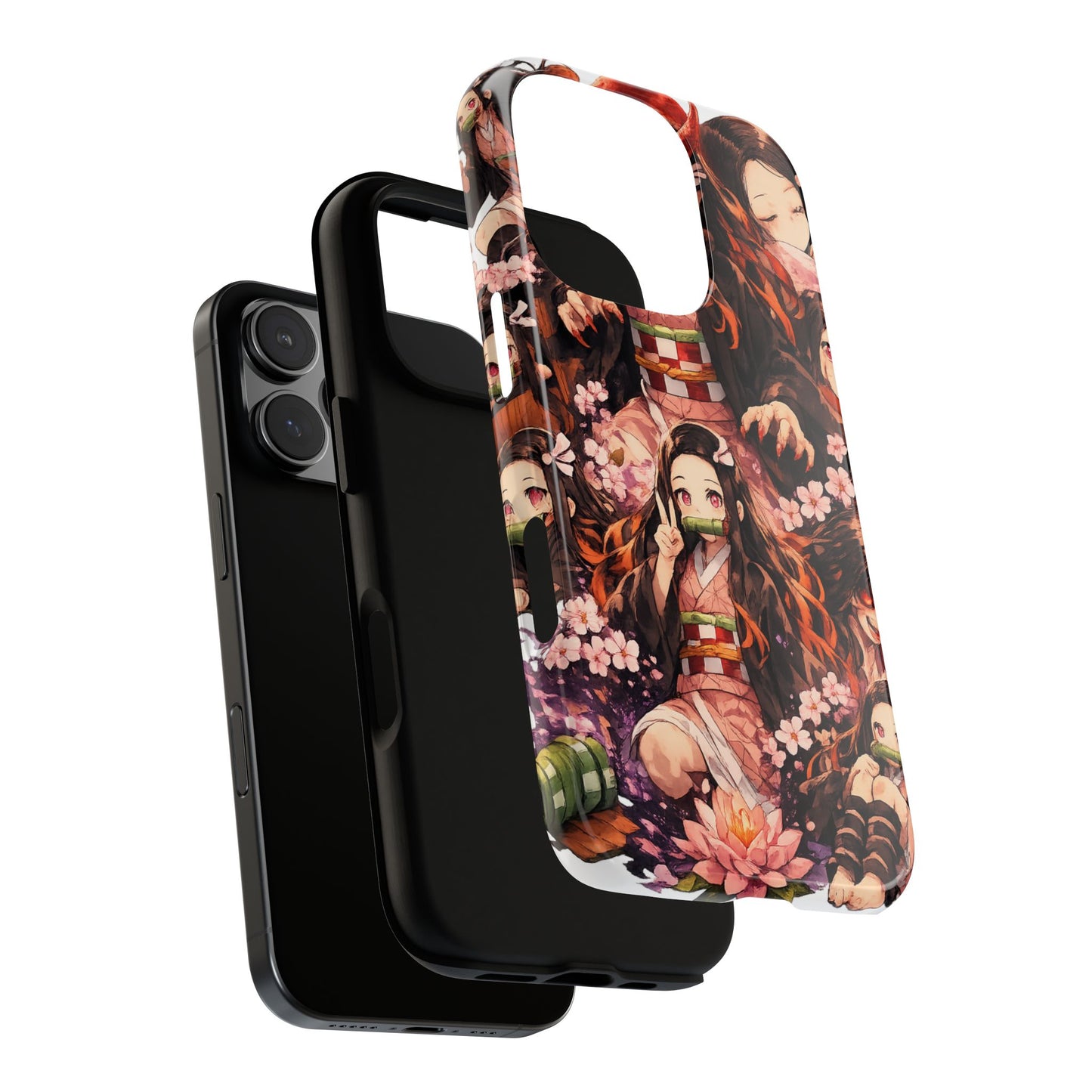 Anime Phone Case — Floral Nezuko Pattern Tough Case