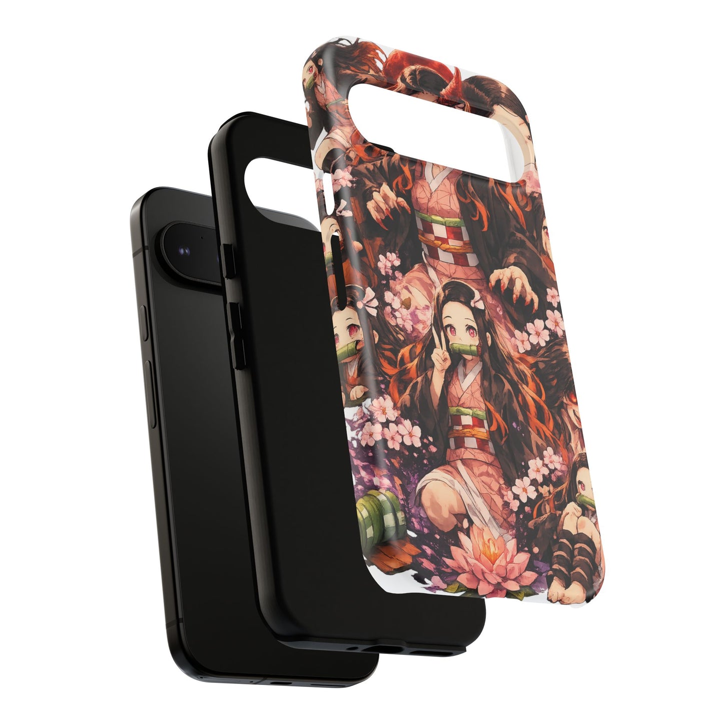 Anime Phone Case — Floral Nezuko Pattern Tough Case