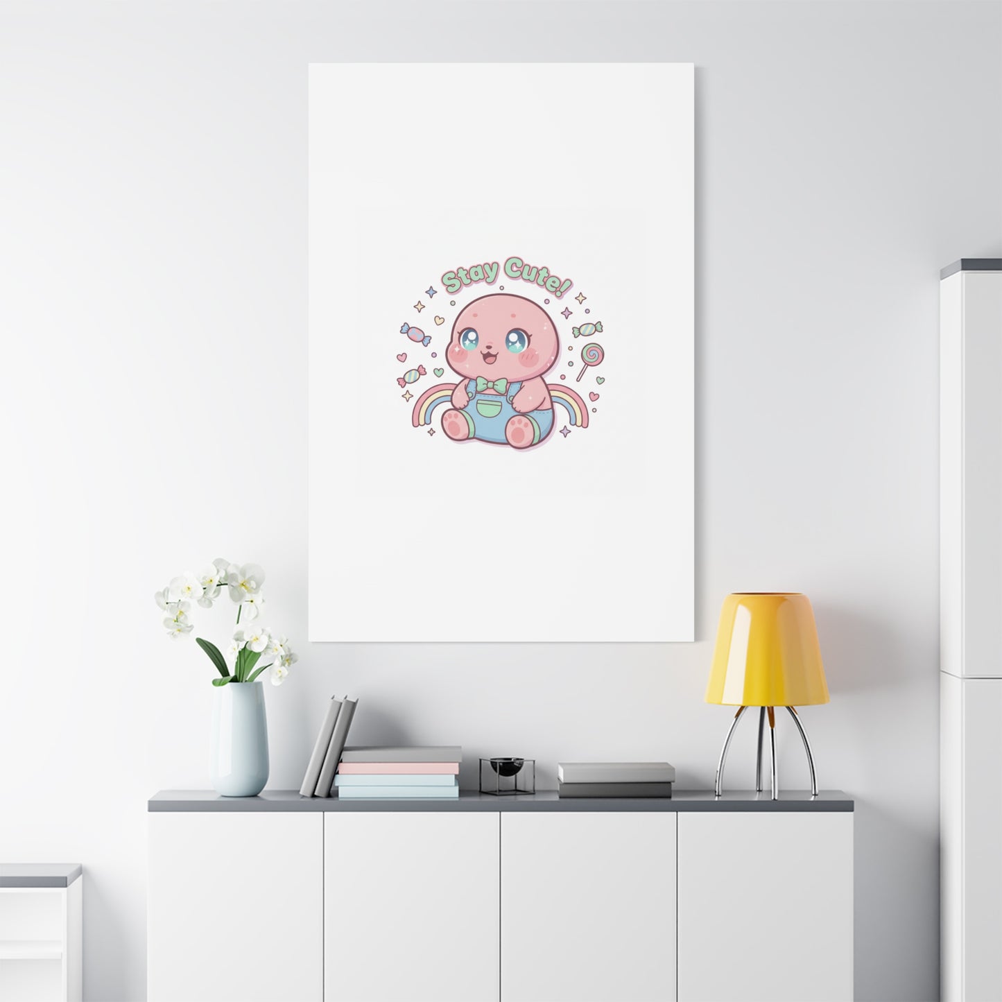 Stay Cute Kawaii Octopus Canvas | Cutecore Pastel, Candy kawaii art