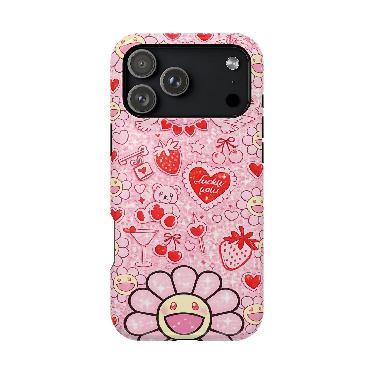 Cute Pink Kawaii Floral Phone Case — Impact-Resistant