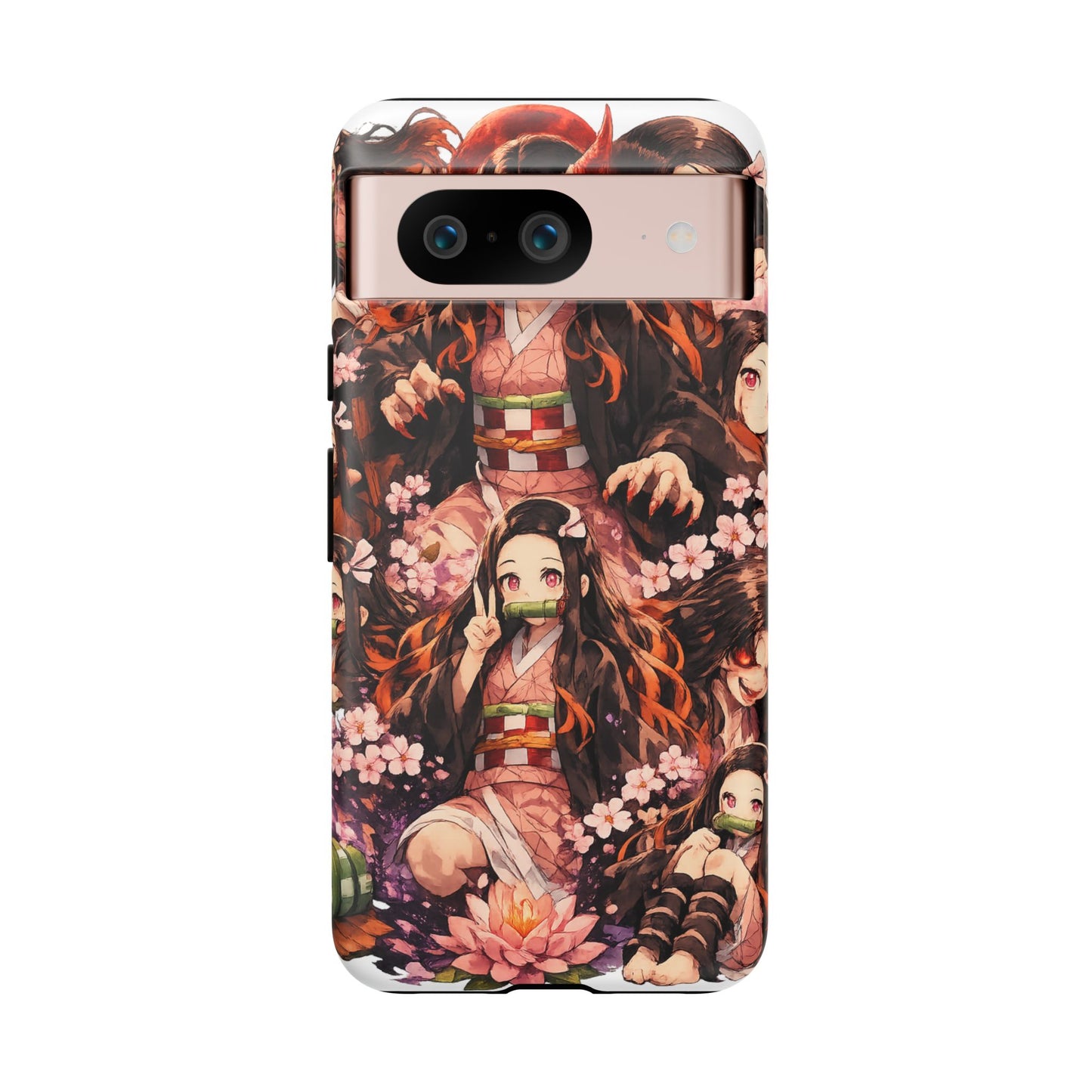 Anime Phone Case — Floral Nezuko Pattern Tough Case