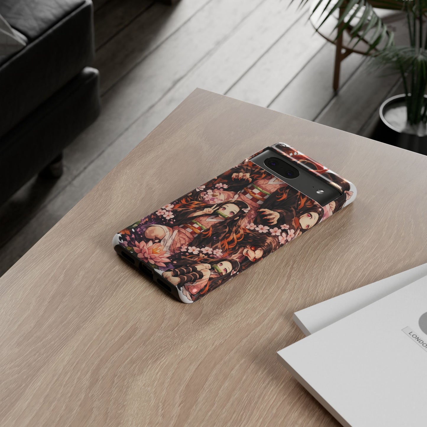 Anime Phone Case — Floral Nezuko Pattern Tough Case