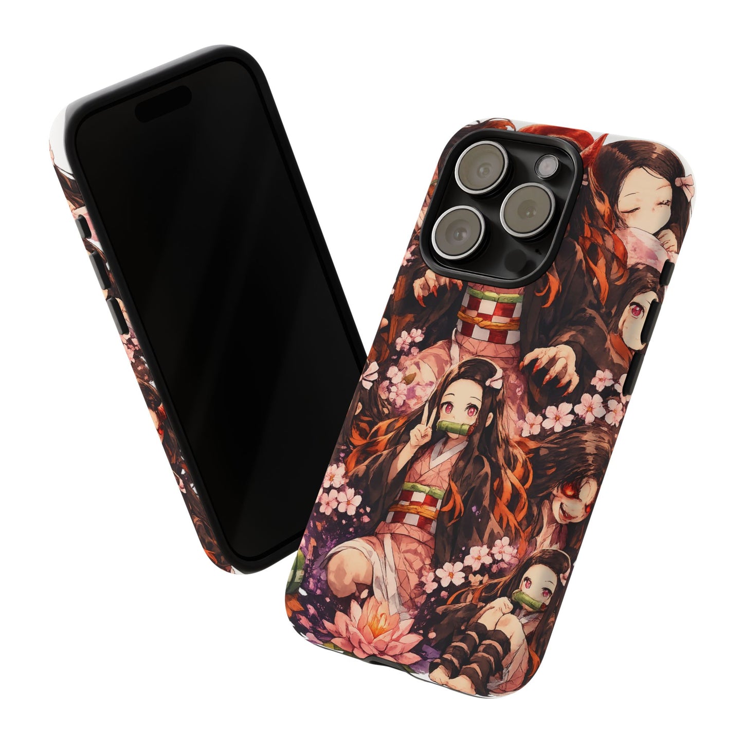 Anime Phone Case — Floral Nezuko Pattern Tough Case