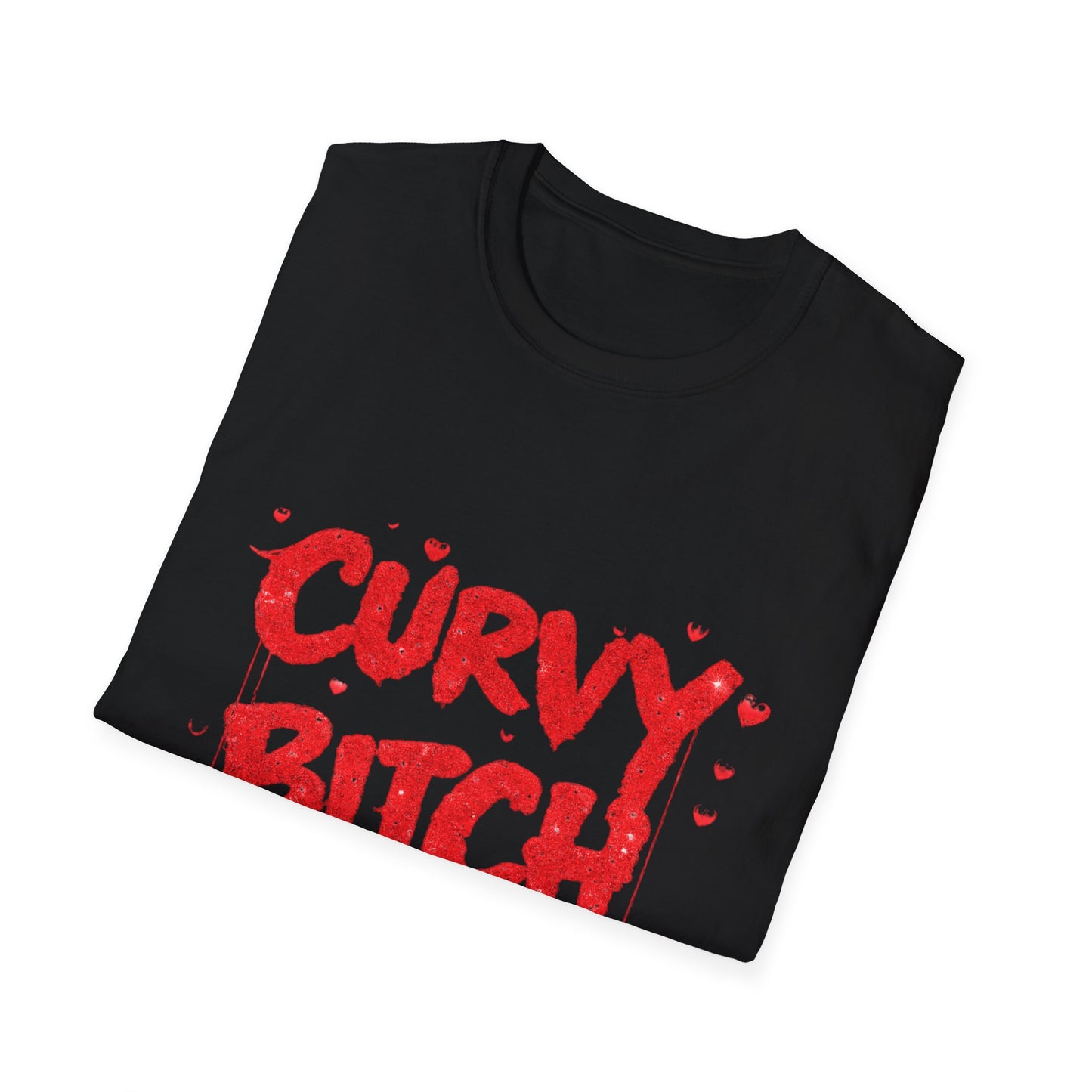 Curvy Bitch Graphic Tee – Bold Red Heart Typography Shirt