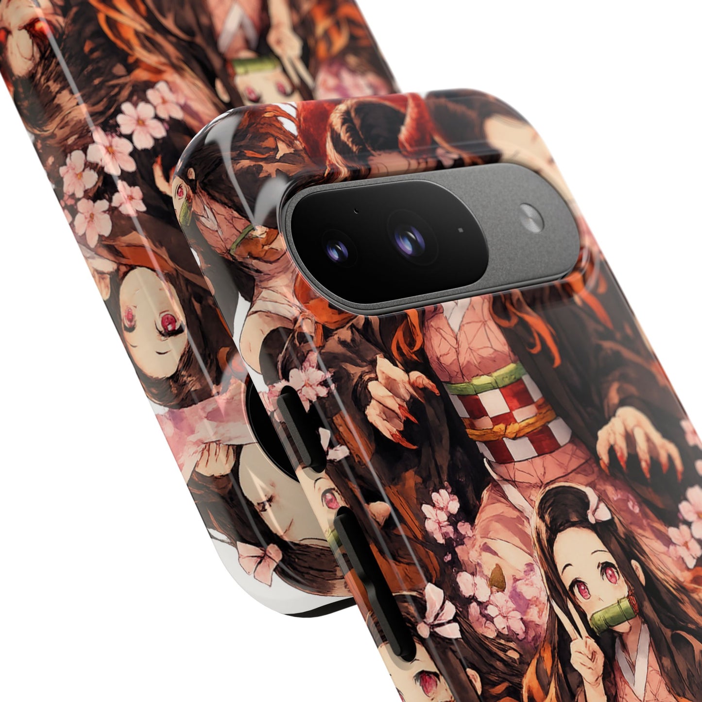 Anime Phone Case — Floral Nezuko Pattern Tough Case