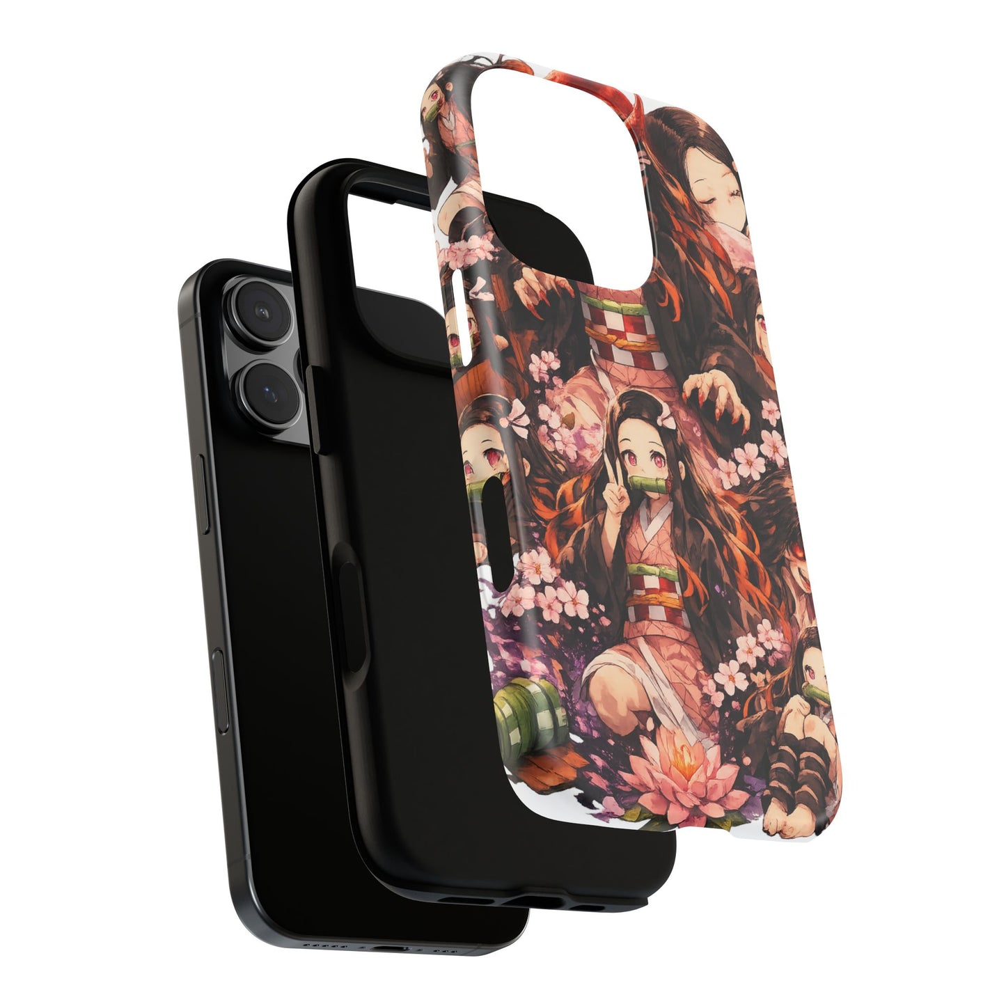 Anime Phone Case — Floral Nezuko Pattern Tough Case