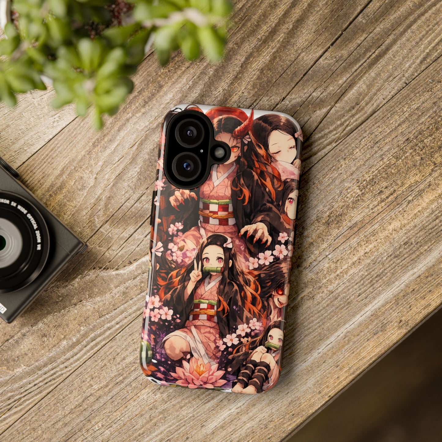 Anime Phone Case — Floral Nezuko Pattern Tough Case